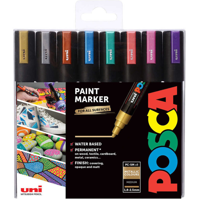 Posca 5M Metallic Colours 8 tussia